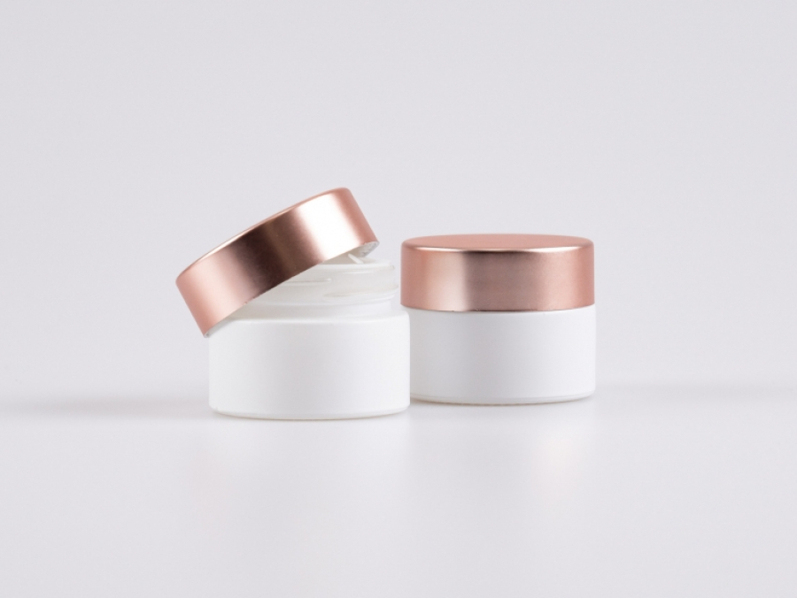 Weissglasdose 30 ml – Deckel Rosé